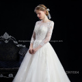 bridal luxury long sleeve lace tulle wholesale civil plus size wedding dress with sleeves